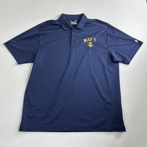 Under Armour Mens Golf Polo Shirt Loose Fit Short Sleeves Heatgear Blue Size XL‎